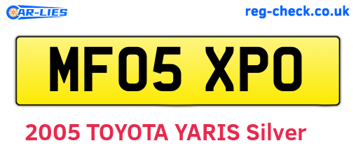 MF05XPO are the vehicle registration plates.