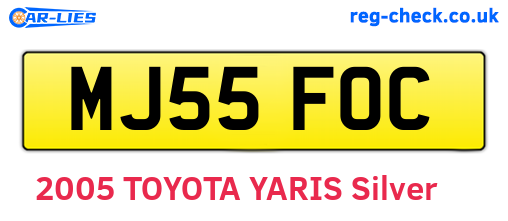 MJ55FOC are the vehicle registration plates.