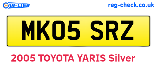 MK05SRZ are the vehicle registration plates.