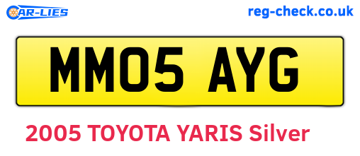 MM05AYG are the vehicle registration plates.