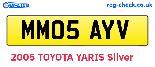 MM05AYV are the vehicle registration plates.