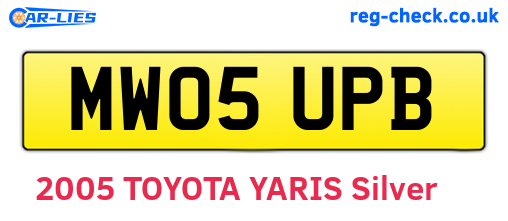 MW05UPB are the vehicle registration plates.