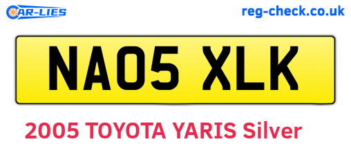 NA05XLK are the vehicle registration plates.