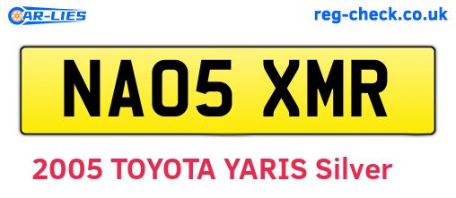 NA05XMR are the vehicle registration plates.