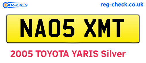 NA05XMT are the vehicle registration plates.