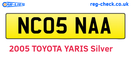 NC05NAA are the vehicle registration plates.