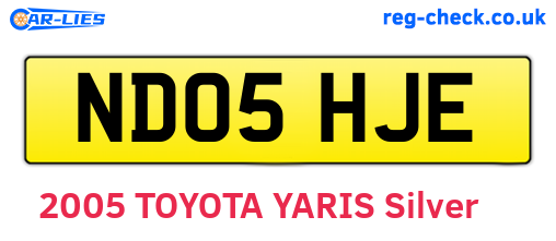 ND05HJE are the vehicle registration plates.
