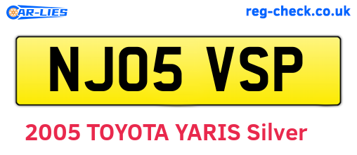 NJ05VSP are the vehicle registration plates.