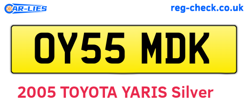 OY55MDK are the vehicle registration plates.