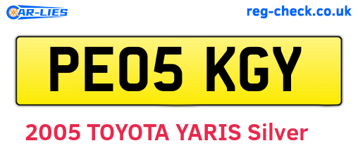 PE05KGY are the vehicle registration plates.