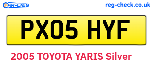 PX05HYF are the vehicle registration plates.