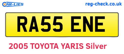 RA55ENE are the vehicle registration plates.