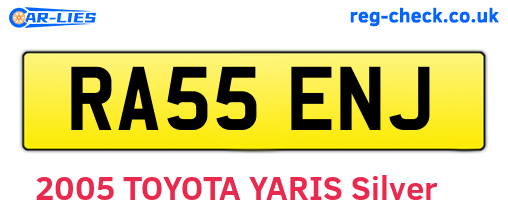 RA55ENJ are the vehicle registration plates.