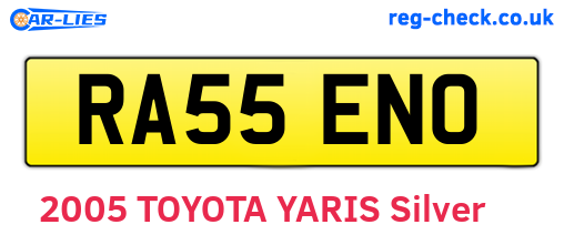 RA55ENO are the vehicle registration plates.