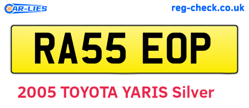 RA55EOP are the vehicle registration plates.