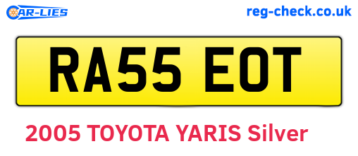 RA55EOT are the vehicle registration plates.