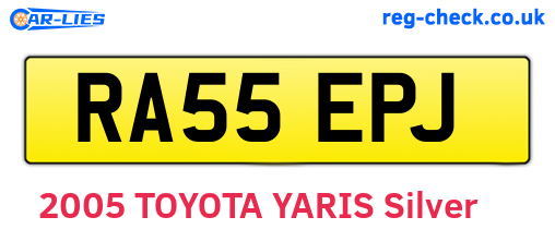 RA55EPJ are the vehicle registration plates.