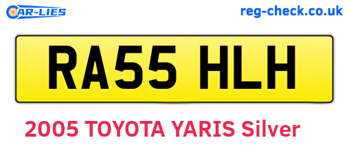 RA55HLH are the vehicle registration plates.