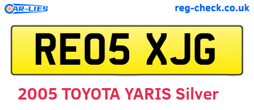 RE05XJG are the vehicle registration plates.