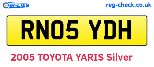 RN05YDH are the vehicle registration plates.