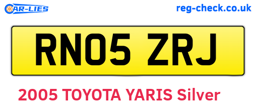 RN05ZRJ are the vehicle registration plates.