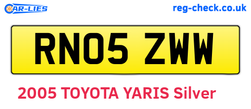 RN05ZWW are the vehicle registration plates.
