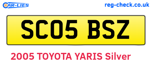 SC05BSZ are the vehicle registration plates.