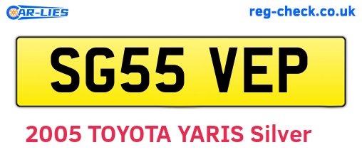 SG55VEP are the vehicle registration plates.