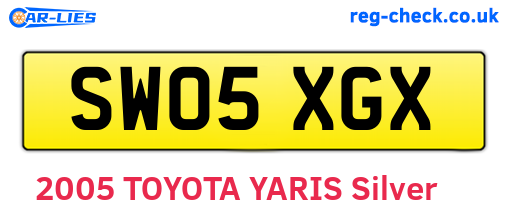 SW05XGX are the vehicle registration plates.