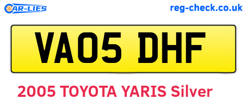 VA05DHF are the vehicle registration plates.