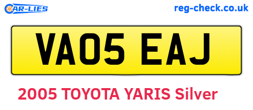 VA05EAJ are the vehicle registration plates.
