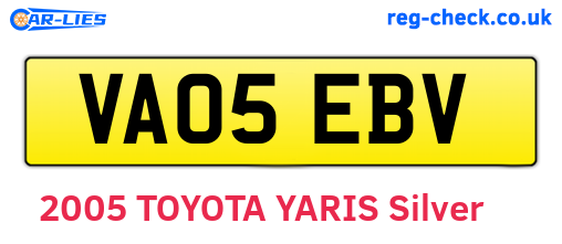 VA05EBV are the vehicle registration plates.