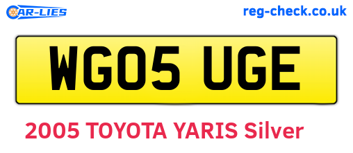 WG05UGE are the vehicle registration plates.