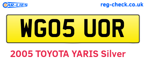 WG05UOR are the vehicle registration plates.