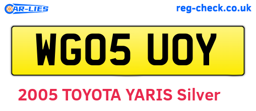 WG05UOY are the vehicle registration plates.