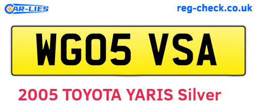 WG05VSA are the vehicle registration plates.