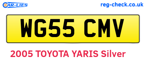 WG55CMV are the vehicle registration plates.