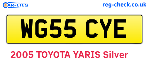 WG55CYE are the vehicle registration plates.