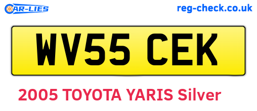 WV55CEK are the vehicle registration plates.