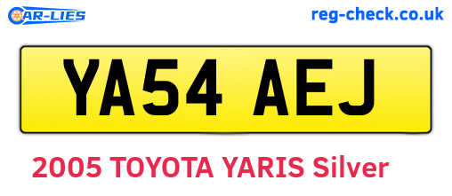 YA54AEJ are the vehicle registration plates.
