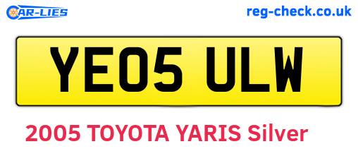 YE05ULW are the vehicle registration plates.