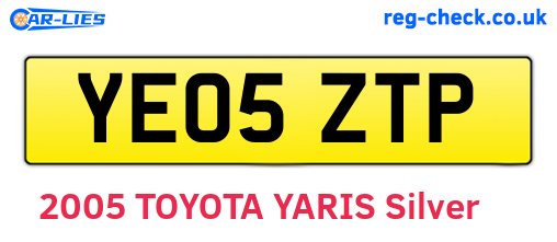 YE05ZTP are the vehicle registration plates.