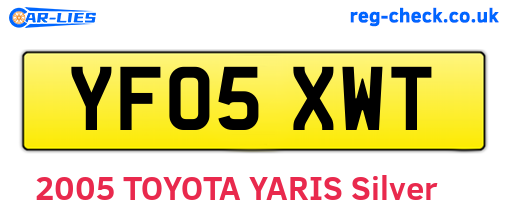 YF05XWT are the vehicle registration plates.