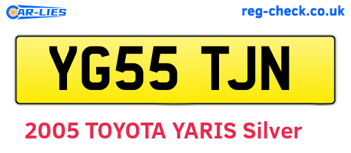 YG55TJN are the vehicle registration plates.