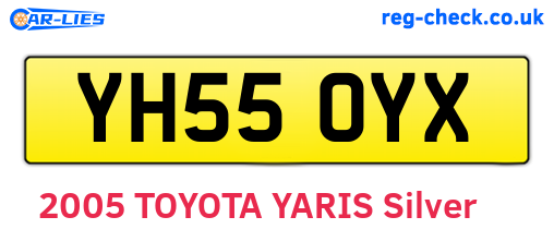 YH55OYX are the vehicle registration plates.