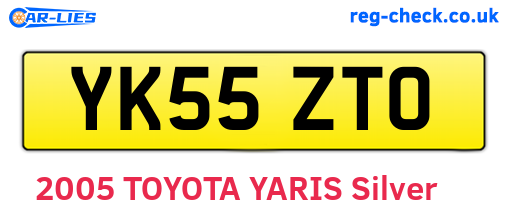 YK55ZTO are the vehicle registration plates.