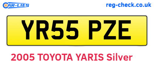 YR55PZE are the vehicle registration plates.