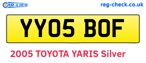 YY05BOF are the vehicle registration plates.