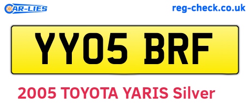 YY05BRF are the vehicle registration plates.