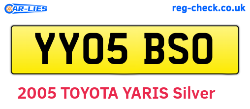 YY05BSO are the vehicle registration plates.